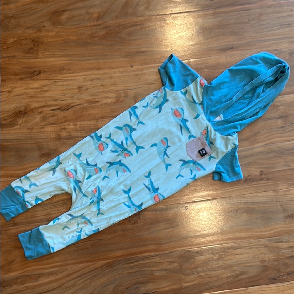 Rags Shark Hooded Onesie - 2t